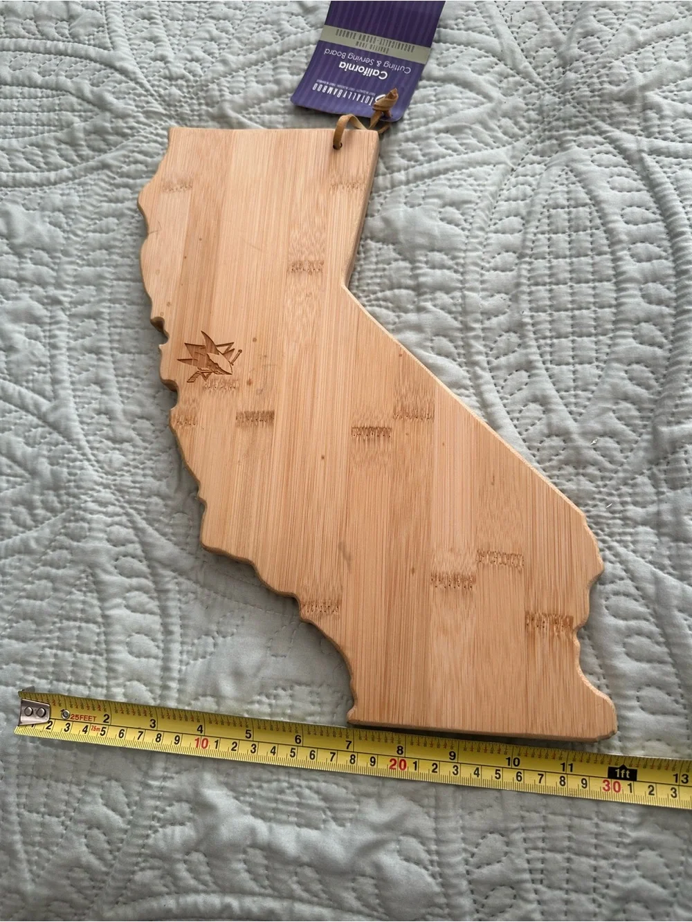Bamboo California State Cutting & Serving Board 11” x 14” New with tags